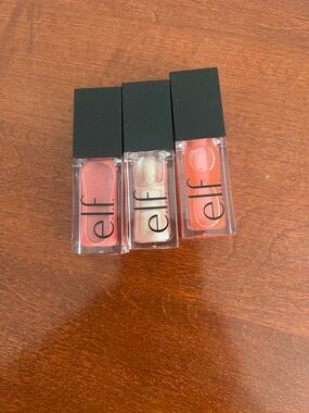 ELF Lip Gloss Trio in Rose, Champagne Shimmer, and Coral